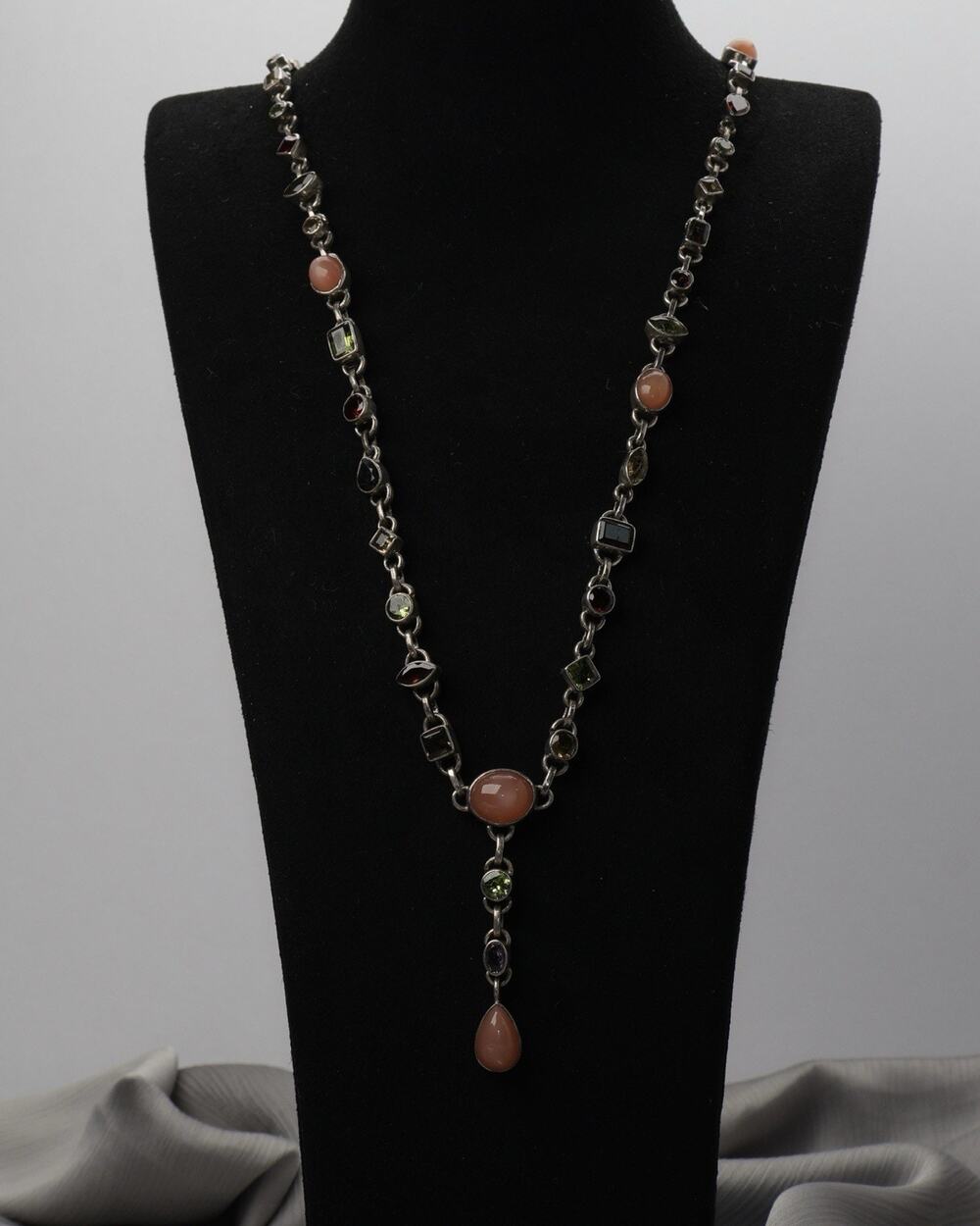 Vintage Nicky Butler Sterling Multi-gemstone Lariat Y Necklace 42.5G / 25in